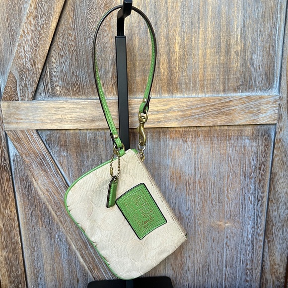 Coach Handbags - Coach Signature Canvas Wristlet Light Khaki Green Grass with Matching Tag